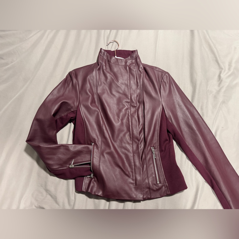 NWOT INC Maroon Faux Leather Jacket